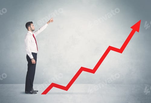 Preview: Business Person Climbing On Red Graph Arrow