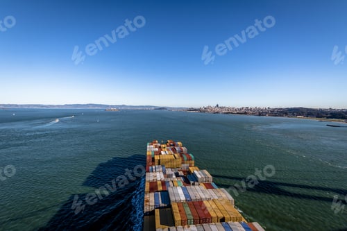 Preview: Container Cargo Ship entering San Francisco Bay - San Francisco, California, USA