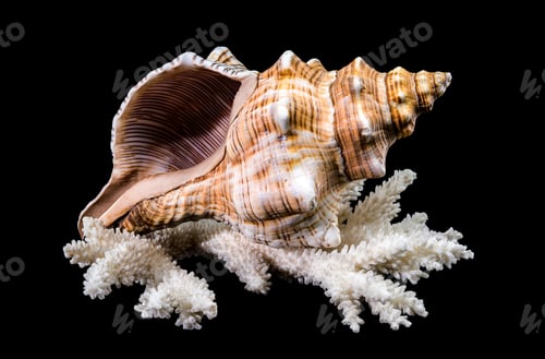 Preview: Trapezium Horse Conch on Coral black background