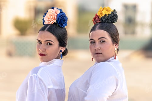 Preview: portrait of two adolescent flamenco dancers