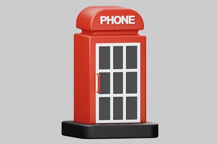 Aperçu: Red Telephone Booth with Glass Door on Grey Background