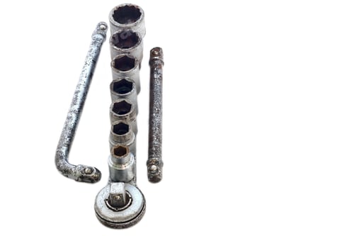 Preview: Old Rusty Keys For Bolts And Nuts On A White Background