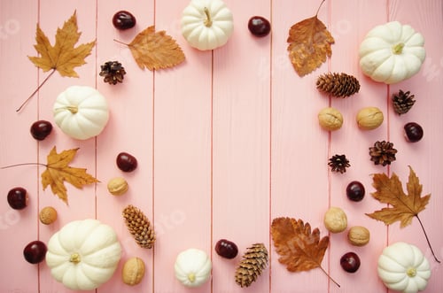 Preview: Mockup on pink background in autumn style