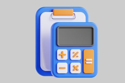 Preview: Blue clipboard with calculator asset