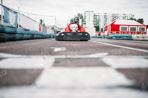 Preview: Karting racer on finish line, go kart competition