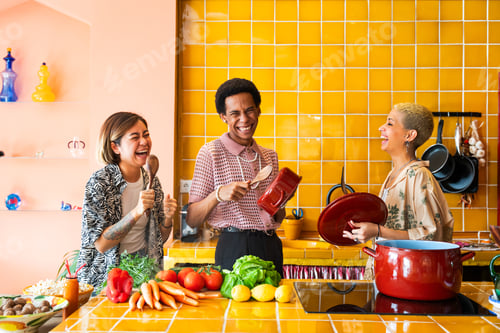 Preview: Group of friends bonding at home, LGBTQ and diversity concepts