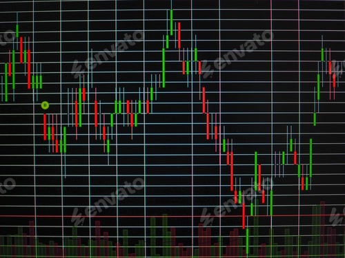 Preview: Close up of monitor stock graph for business