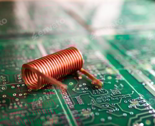 Preview: Twisted copper wire lies on a green chip