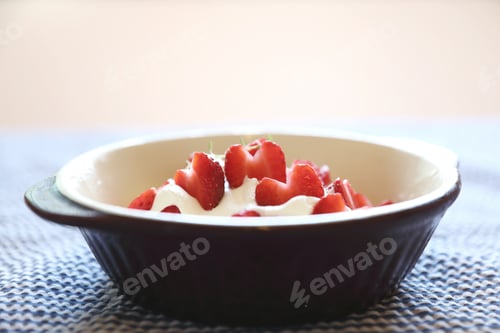 Preview: Strawberry With Cream On Table Dessert