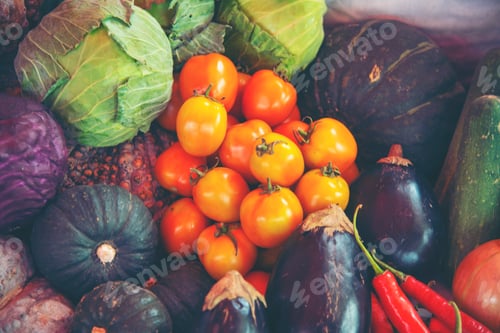 Preview: Various fresh vegetables in the market