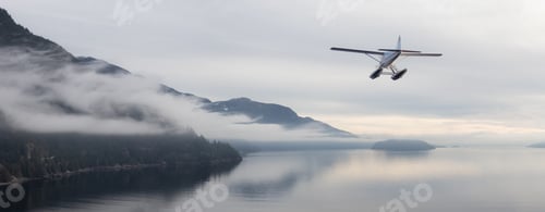 Preview: Seaplane flying over Canadian Mountain Nature Landscape on the Pacific West Coast