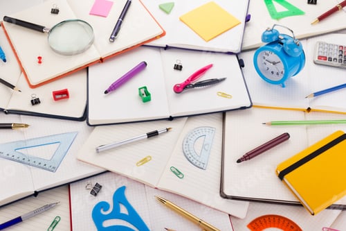 Preview: notepad or notebook with school supplies
