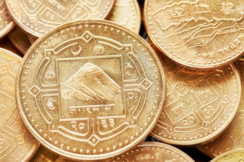 Preview: Close up picture of Nepalese rupee coins.
