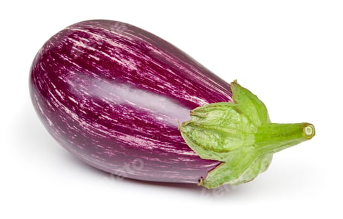 Preview: Purple Eggplant with Green Stem on White Background