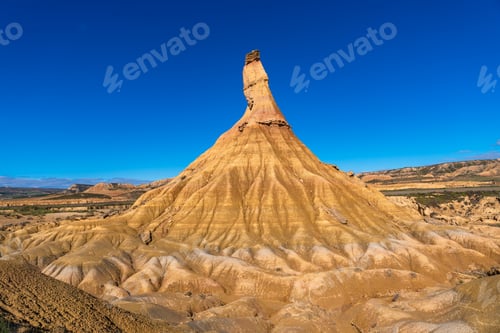 Preview: Castildetierra rock formation emerging from bardenas reales desert in navarre, spain