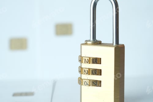 Preview: padlock on credit card, Internet data privacy information security concept