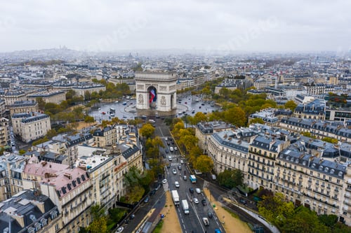Preview: Aerial view of Arc de Triomphe, Paris