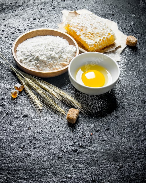 Preview: Flour with honey, egg and spikelets.