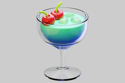 Preview: A Colorful Cocktail With Cherries And Ice Cubes In A Glass