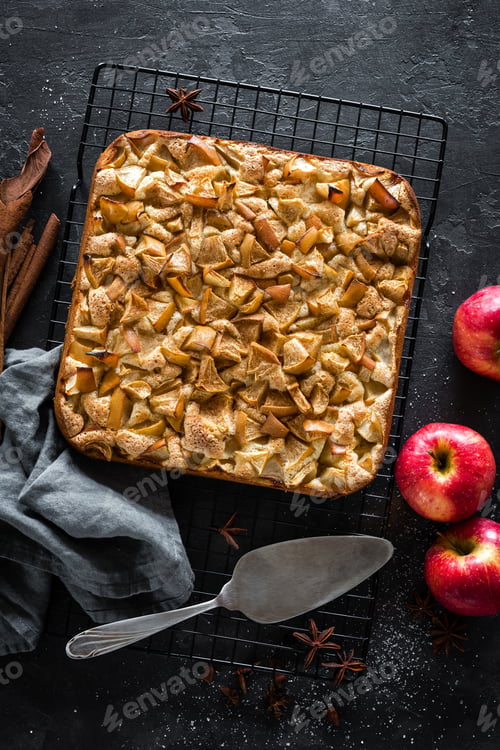 Preview: Apple pie with cinnamon, top view