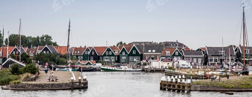 Preview: Houses, harbor and sailing boats, Marken, Netherlands