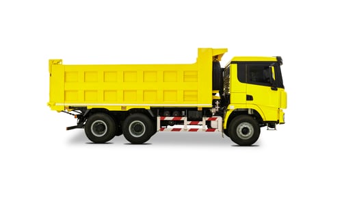 Preview: Side view of a New Yellow Dump Truck isolated over white background
