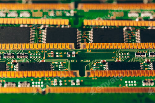 Preview: Close up of electronic circuit board with processor