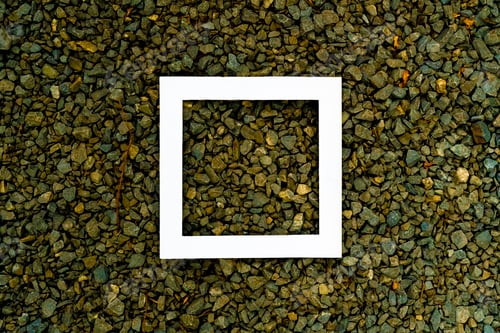 Preview: f different color stone background texture mock up with white square frame on top with copy space