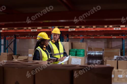 Preview: Warehouse foreman and employees Check the imported products in the central warehouse.