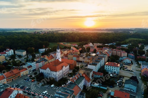 Preview: Cityscape of small european town, aerial view