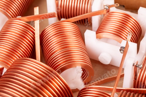 Preview: Close-up three flat copper twisted wires