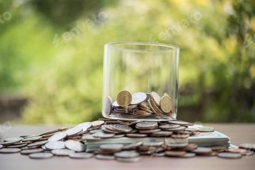 Preview: save money for investment concept coin baht thai in the glass jar