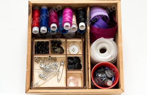 Preview: Vintage background with sewing accessories