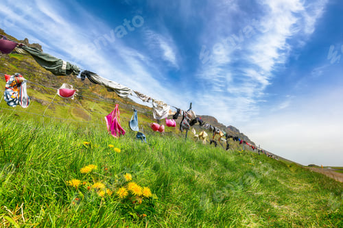 Preview: Impressive view of Bra fence on the main road near Skogafoss in Iceland.