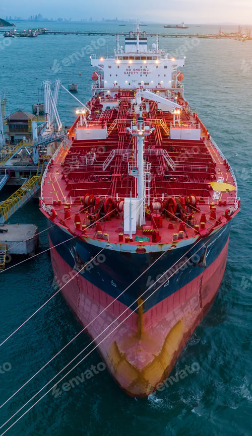 Preview: Oil tanker ship. Red Oil Tanker runing in the ocean sea. petroleum ship transportation
