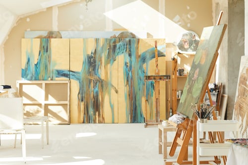 Preview: Empty Art Studio Interior in Sunlight