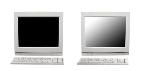 Preview: Vintage desktop computers isolated on white