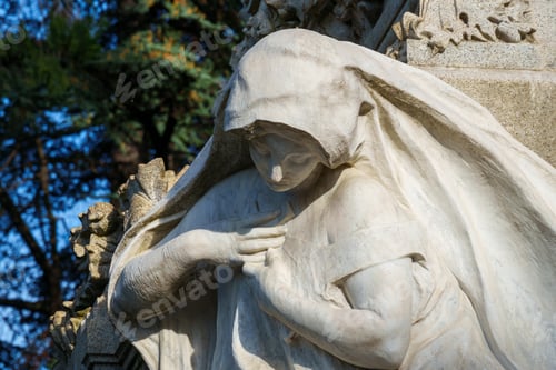 Preview: Cimitero Monumentale, historic cemetery in Milan, Italy. A tomb