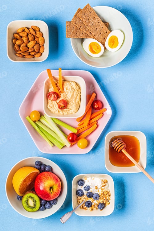 Preview: Healthy snack on a pastel background.