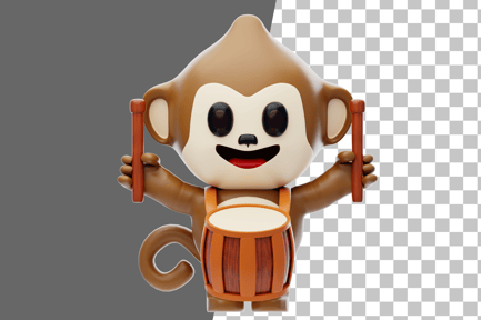 Preview: Monkey Playing a Small Drum 3D Illustration