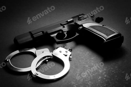Preview: Handgun with handcuffs