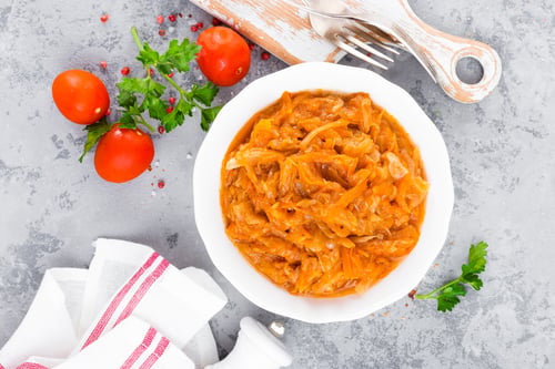 Preview: Cabbage stew. Cabbage braised in tomato sauce