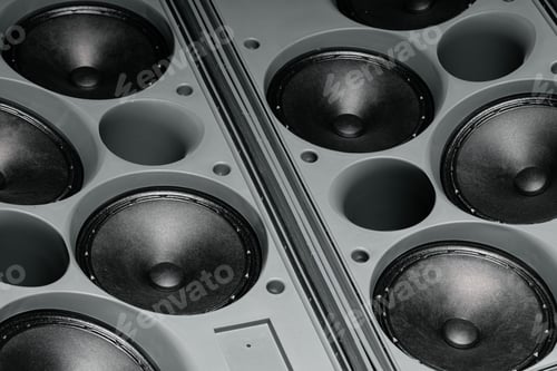 Preview: Stereo column of modern audio system close up