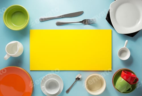 Preview: kitchenware at abstract background
