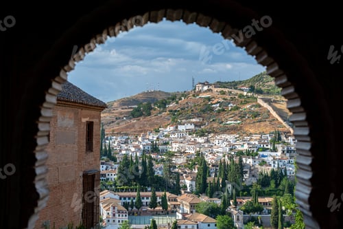 Preview: Alhambra arch and Granada cityscape