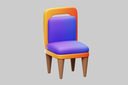 Preview: Elegant Chair with Blue Seat and Orange Backrest