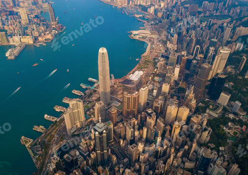 Preview: Hong Kong Downtown, China. Financial district in city in Asia. Skyscraper buildings