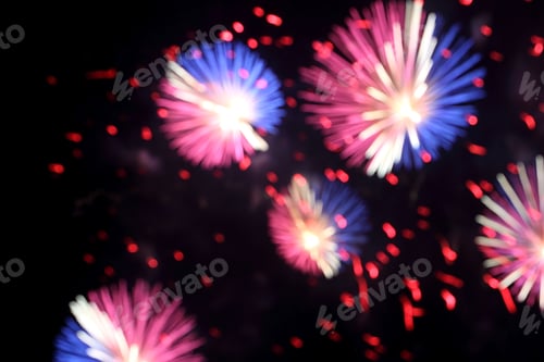 Preview: Fireworks Bright On A Black Background