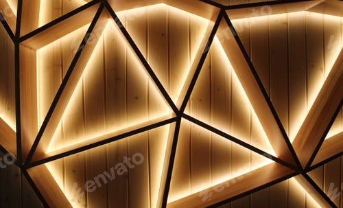 Preview: Abstract triangles illuminated with warm yellow light