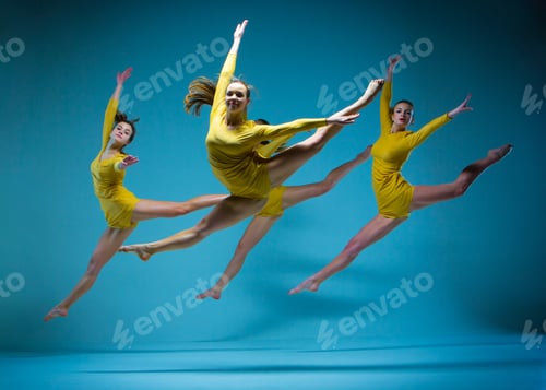 Preview: The Modern Ballet Dancers Dancing On Gray Background